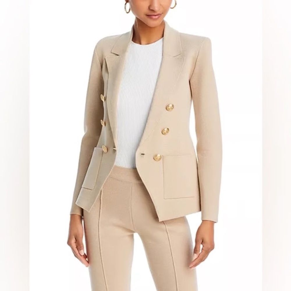 L'AGENCE Beige Double-Breasted Blazer and pants suit , m